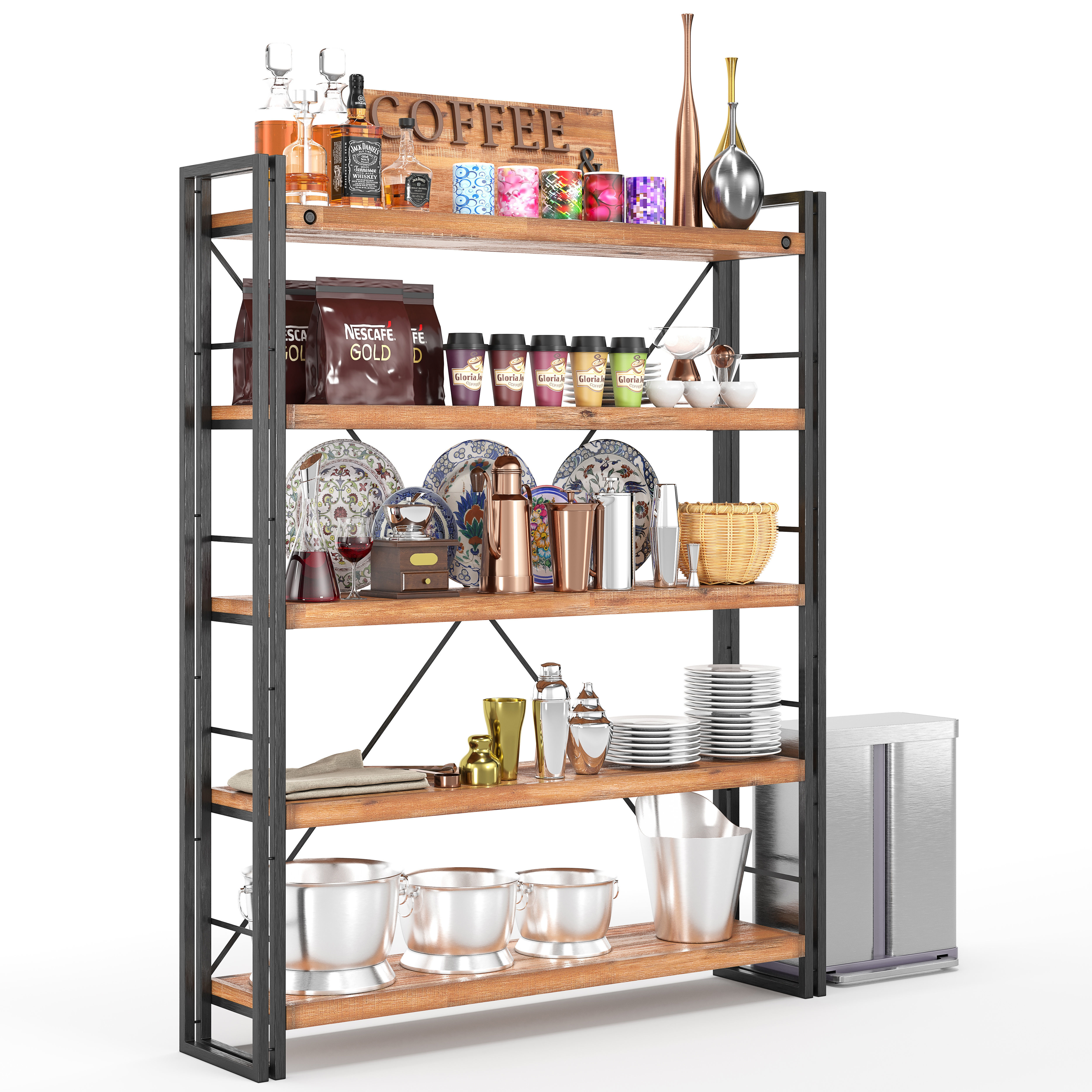 Coffee Shop Bar 3D model_6