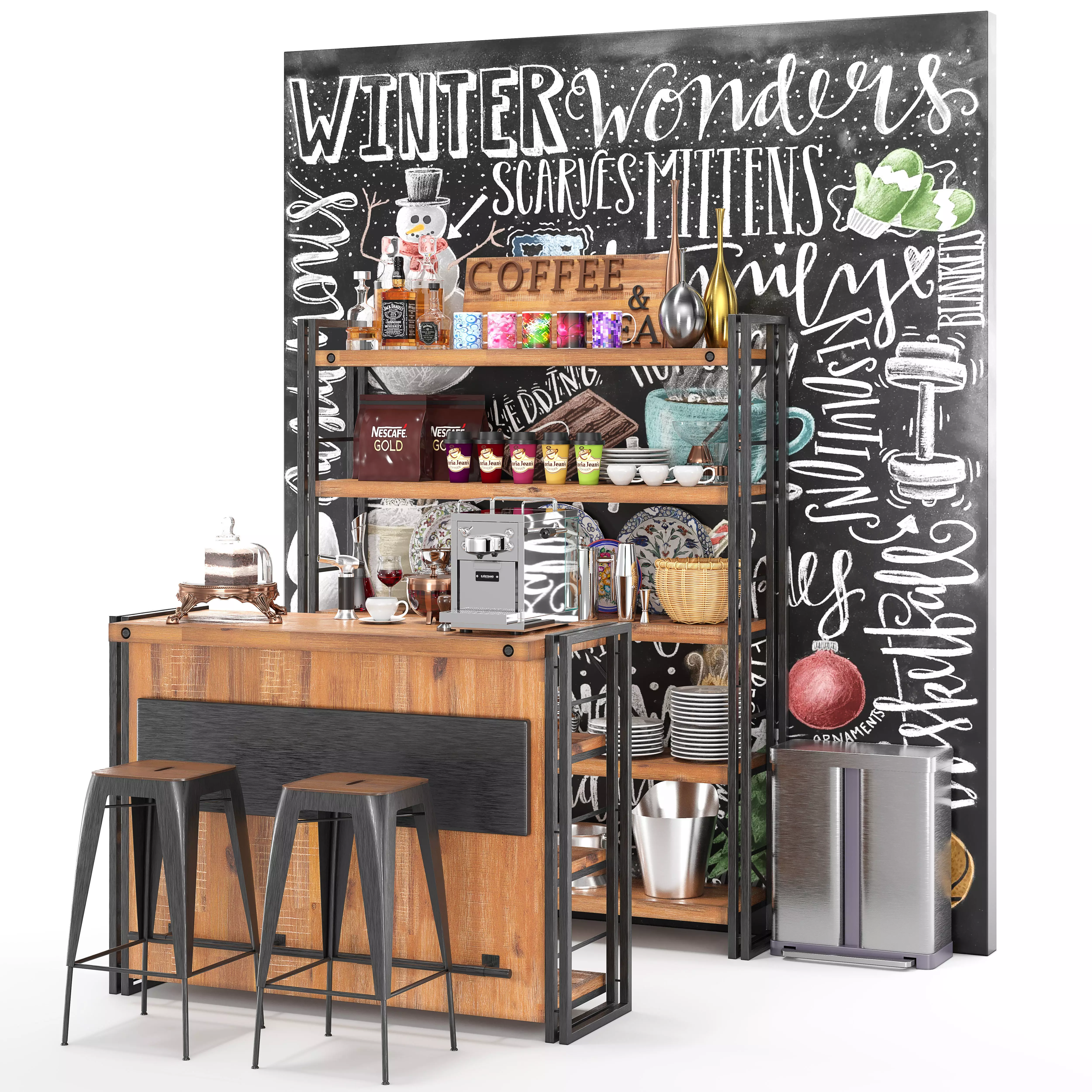 Coffee Shop Bar 3D model_0