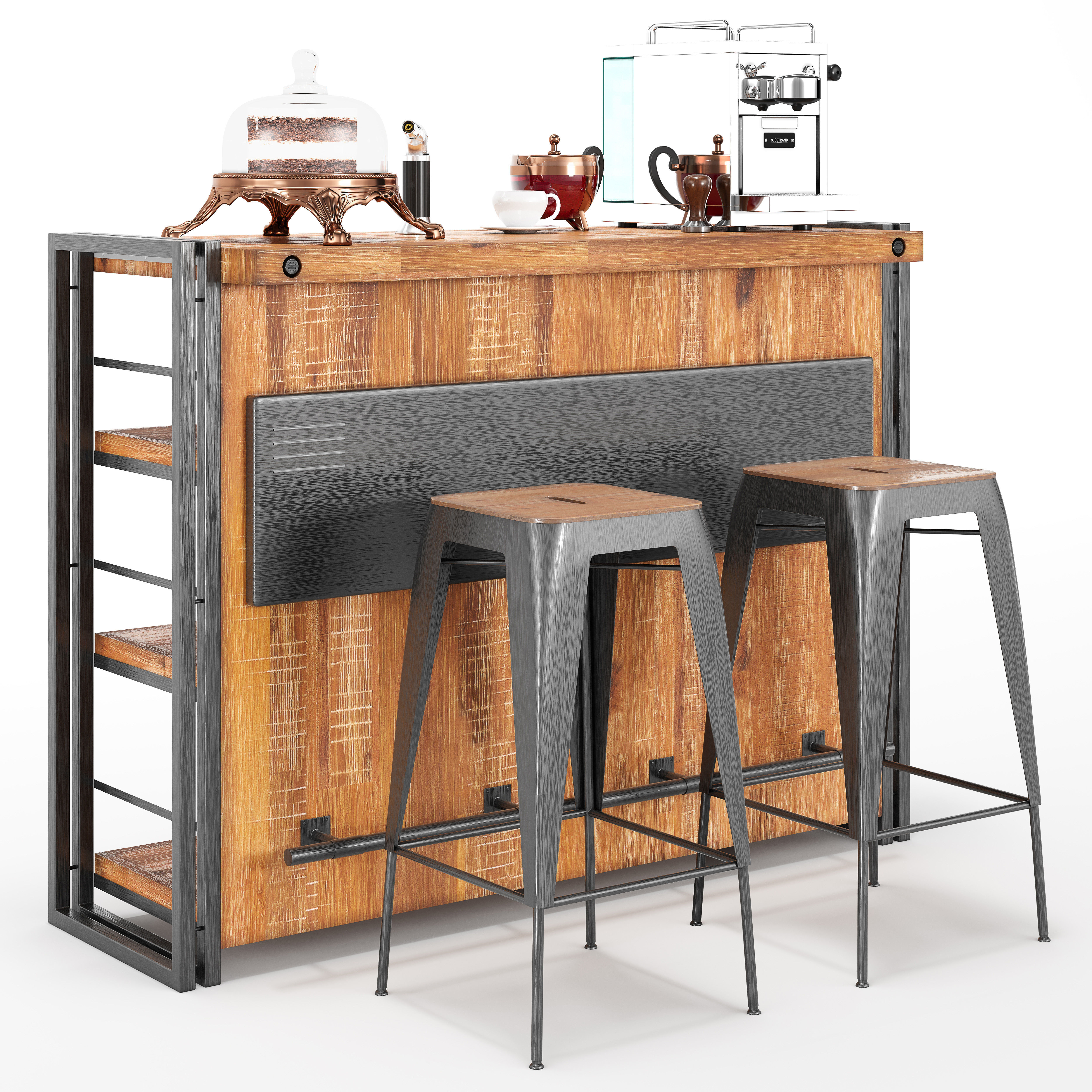 Coffee Shop Bar 3D model_7