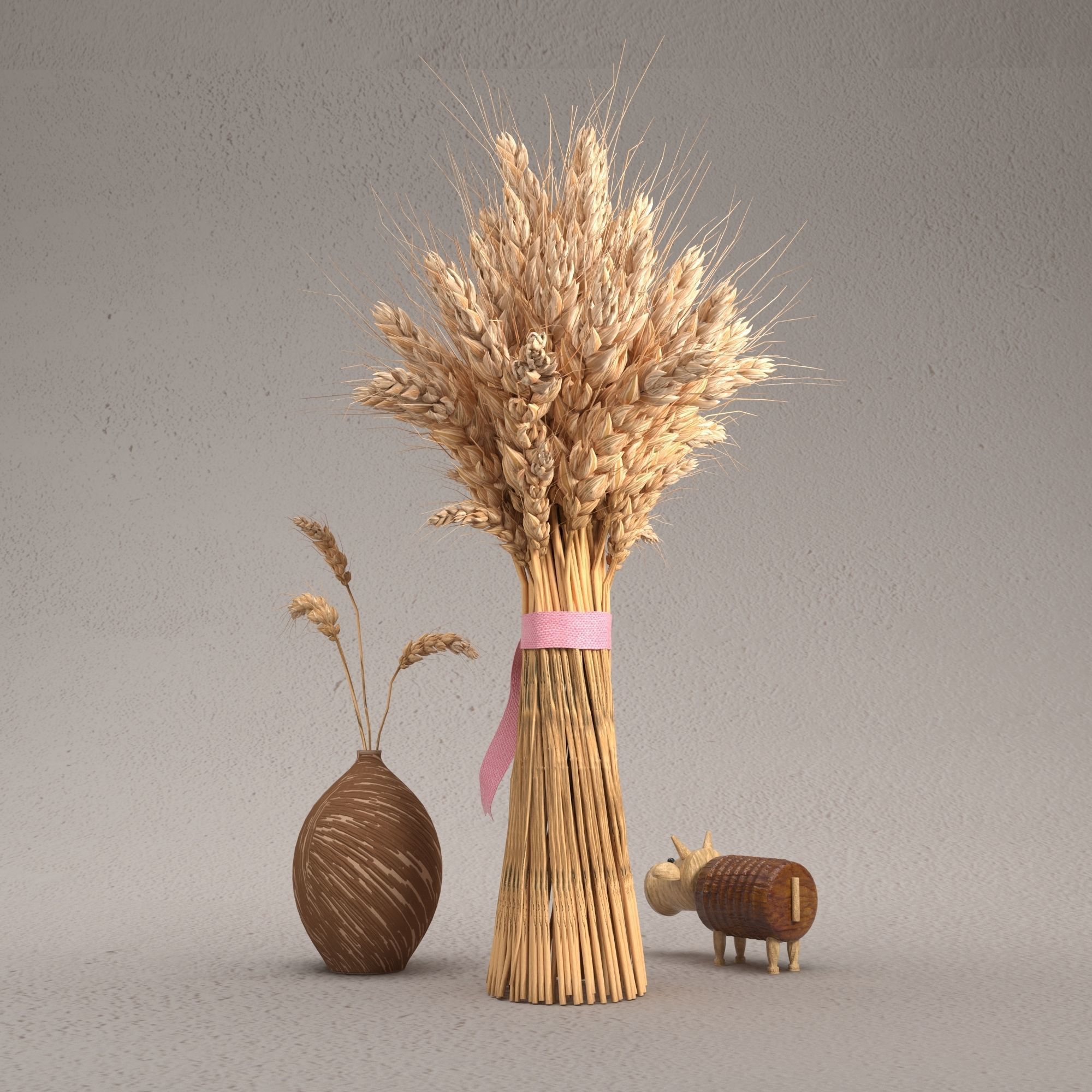 Composition with wheat Low-poly 3D model_2