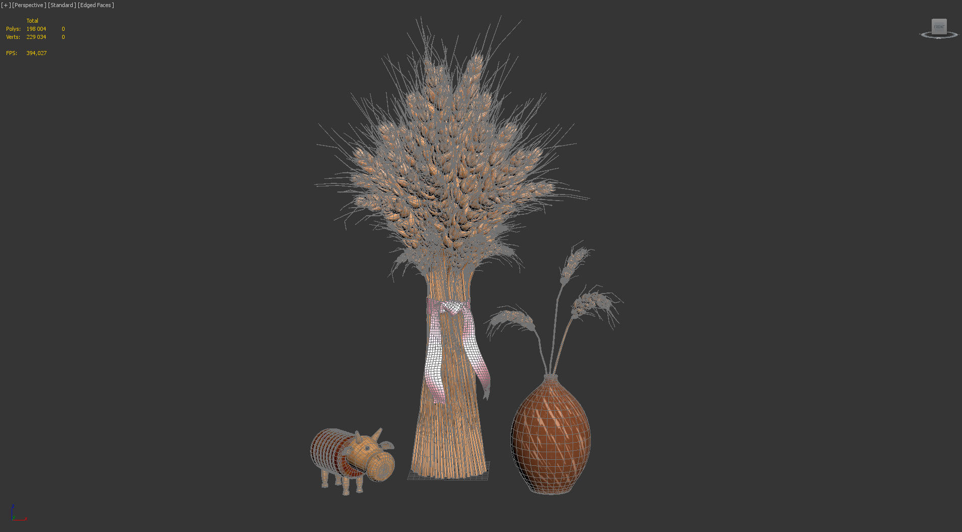 Composition with wheat Low-poly 3D model_6