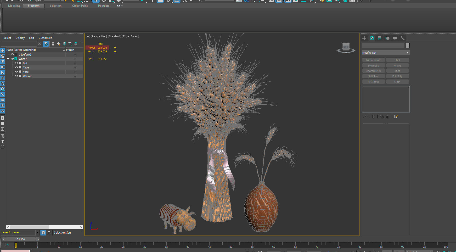 Composition with wheat Low-poly 3D model_10