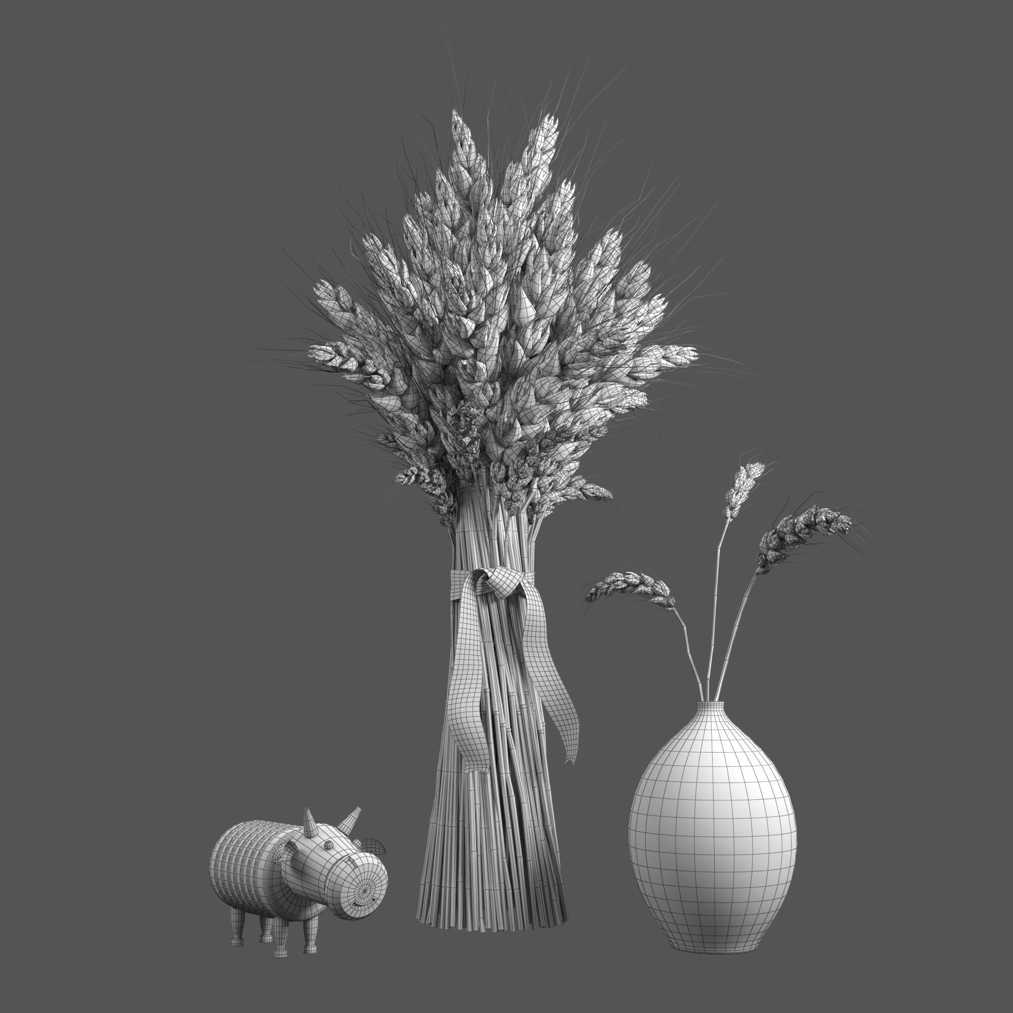 Composition with wheat Low-poly 3D model_5