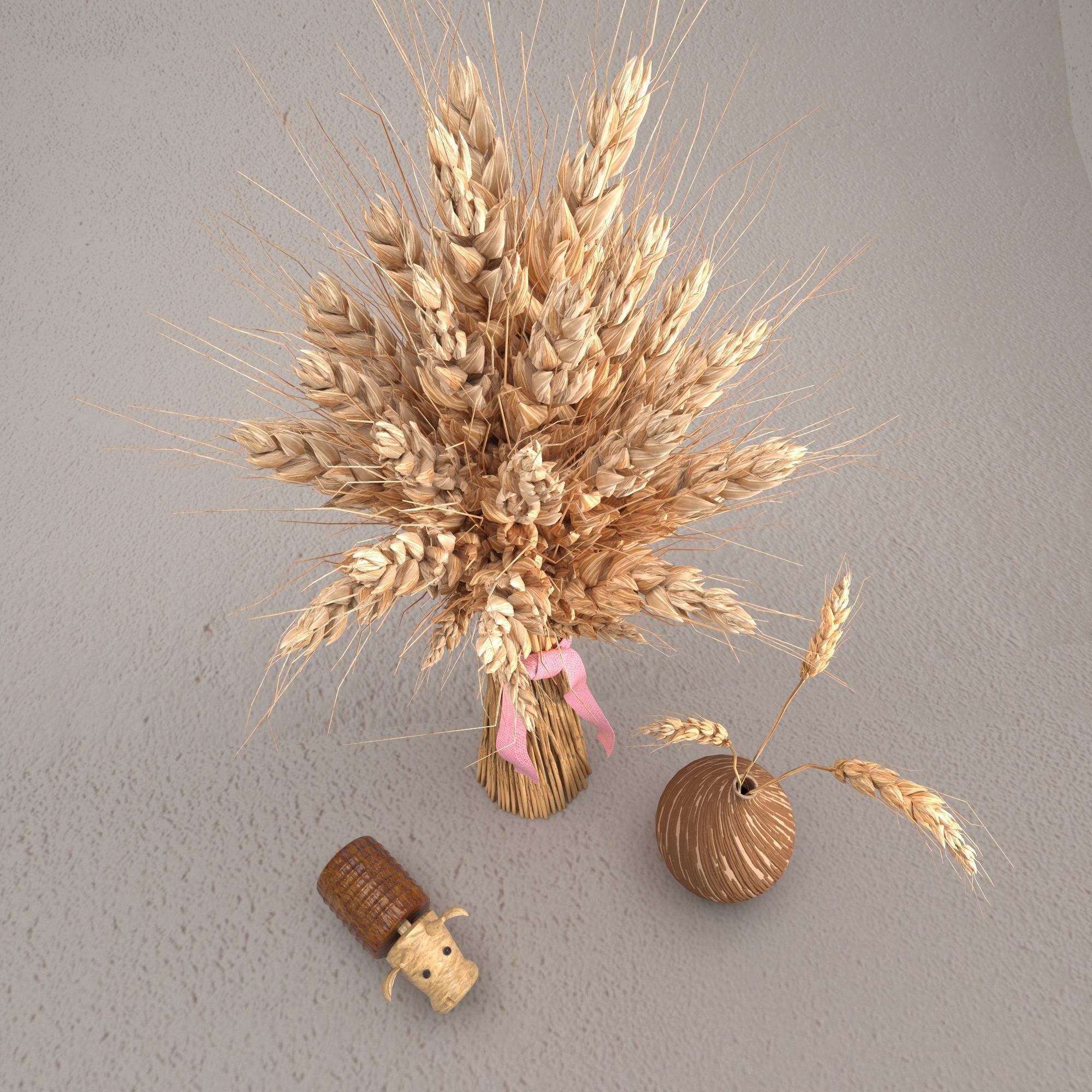 Composition with wheat Low-poly 3D model_3