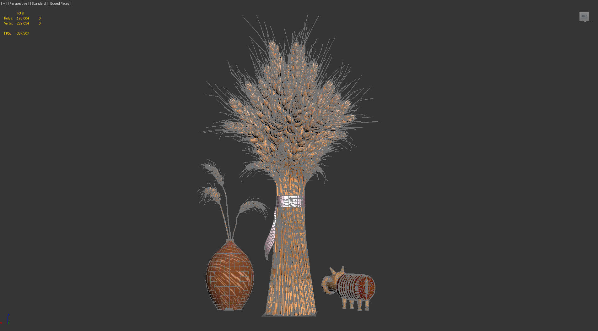 Composition with wheat Low-poly 3D model_9