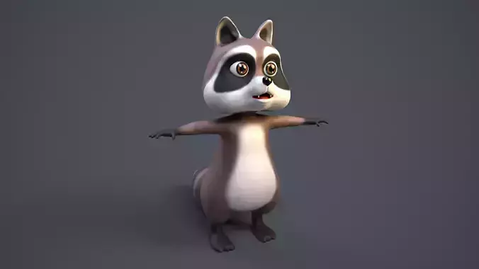 cartoon racoon Low-poly 3D model