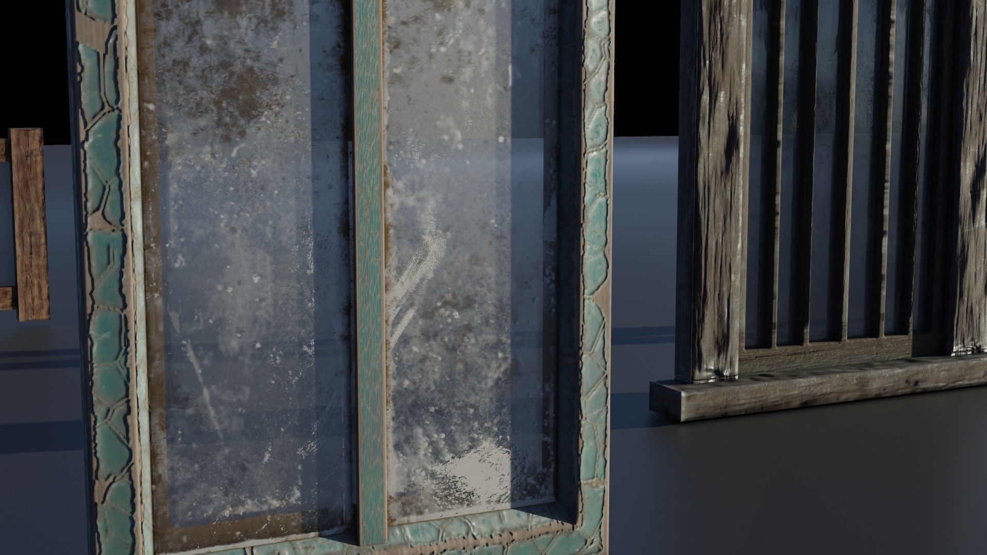 Windows wooden doors and Low-poly 3D model_1