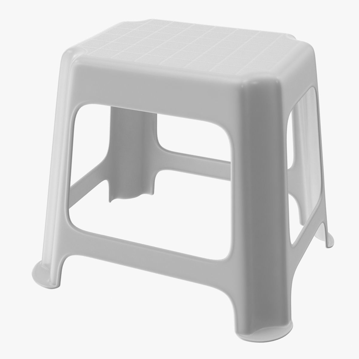 Stool plastic Low-poly 3D model_1