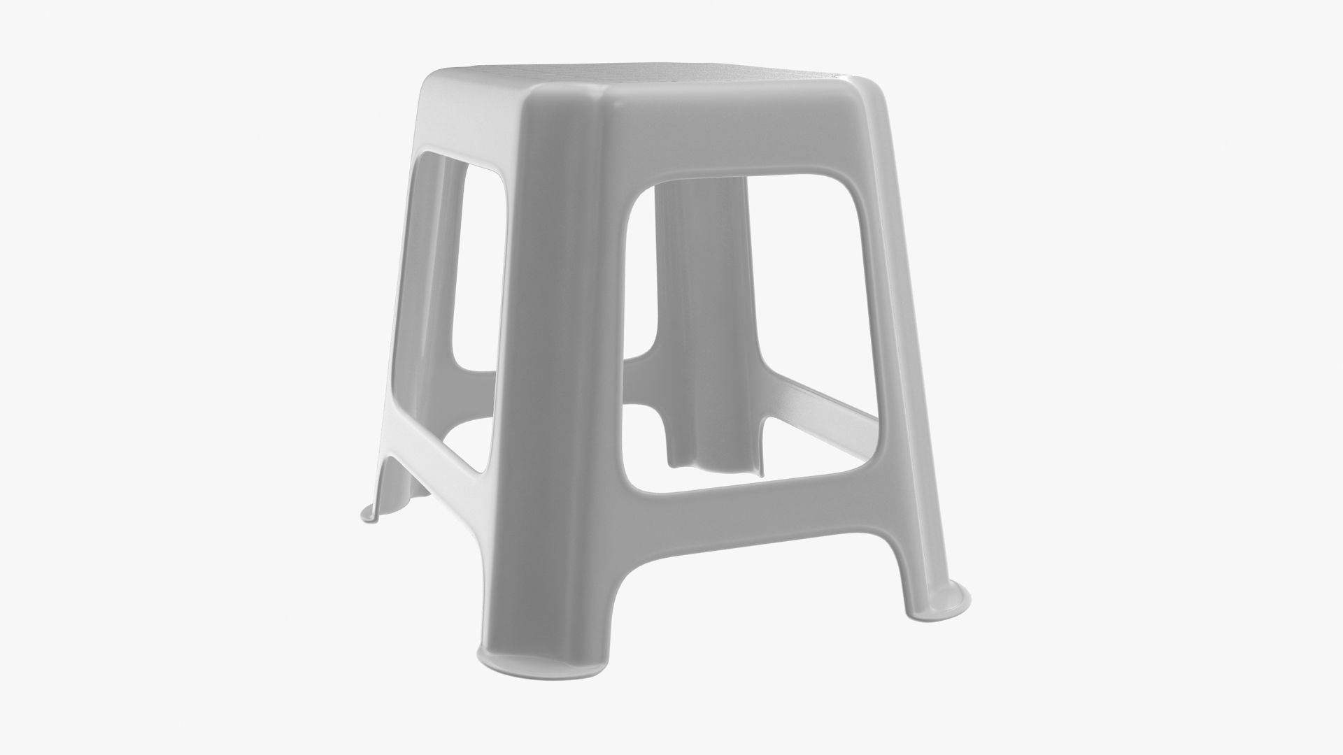 Stool plastic Low-poly 3D model_6