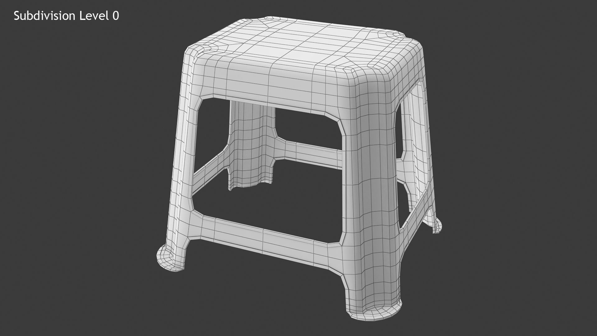 Stool plastic Low-poly 3D model_9