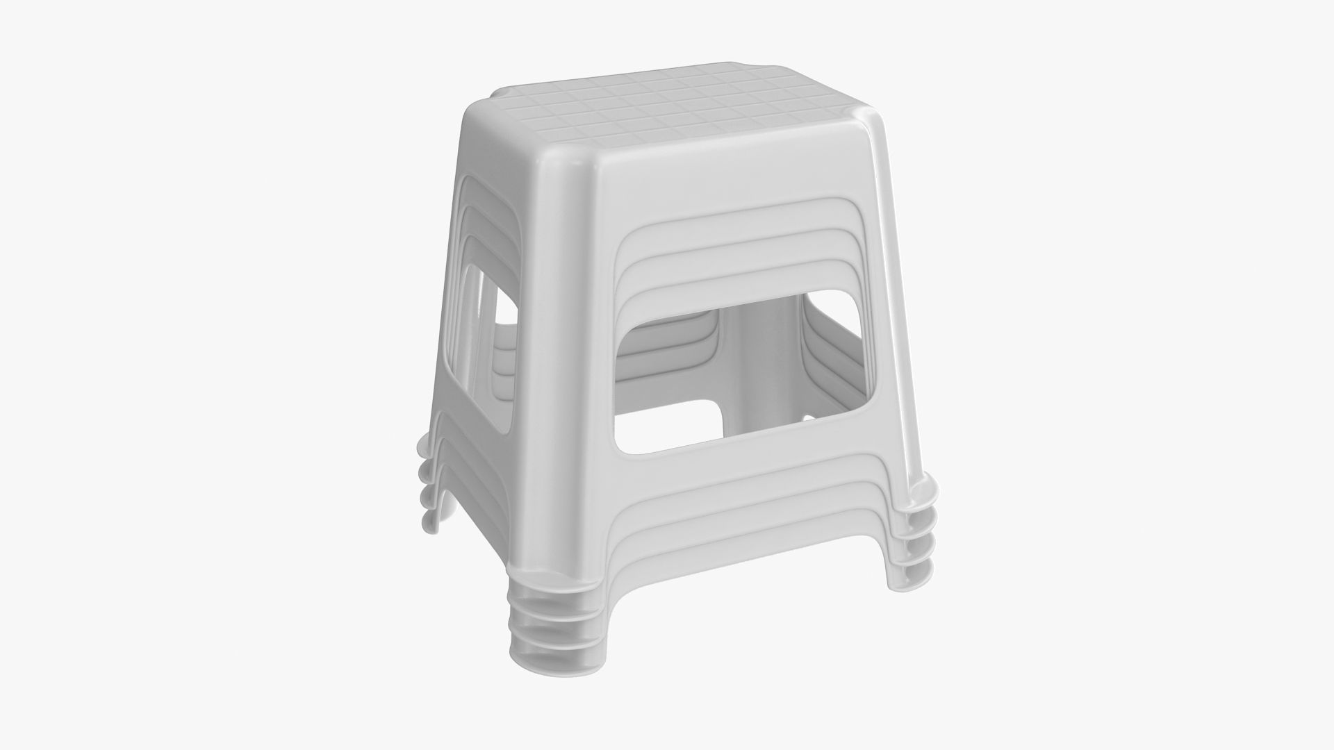 Stool plastic Low-poly 3D model_7