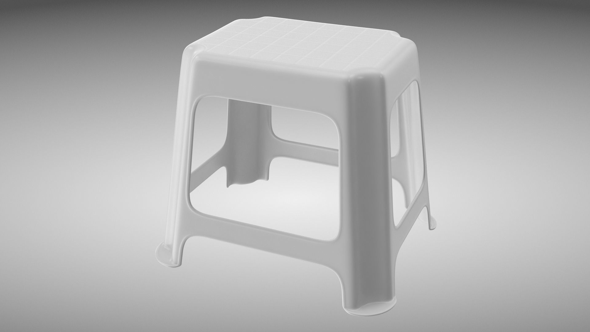 Stool plastic Low-poly 3D model_2