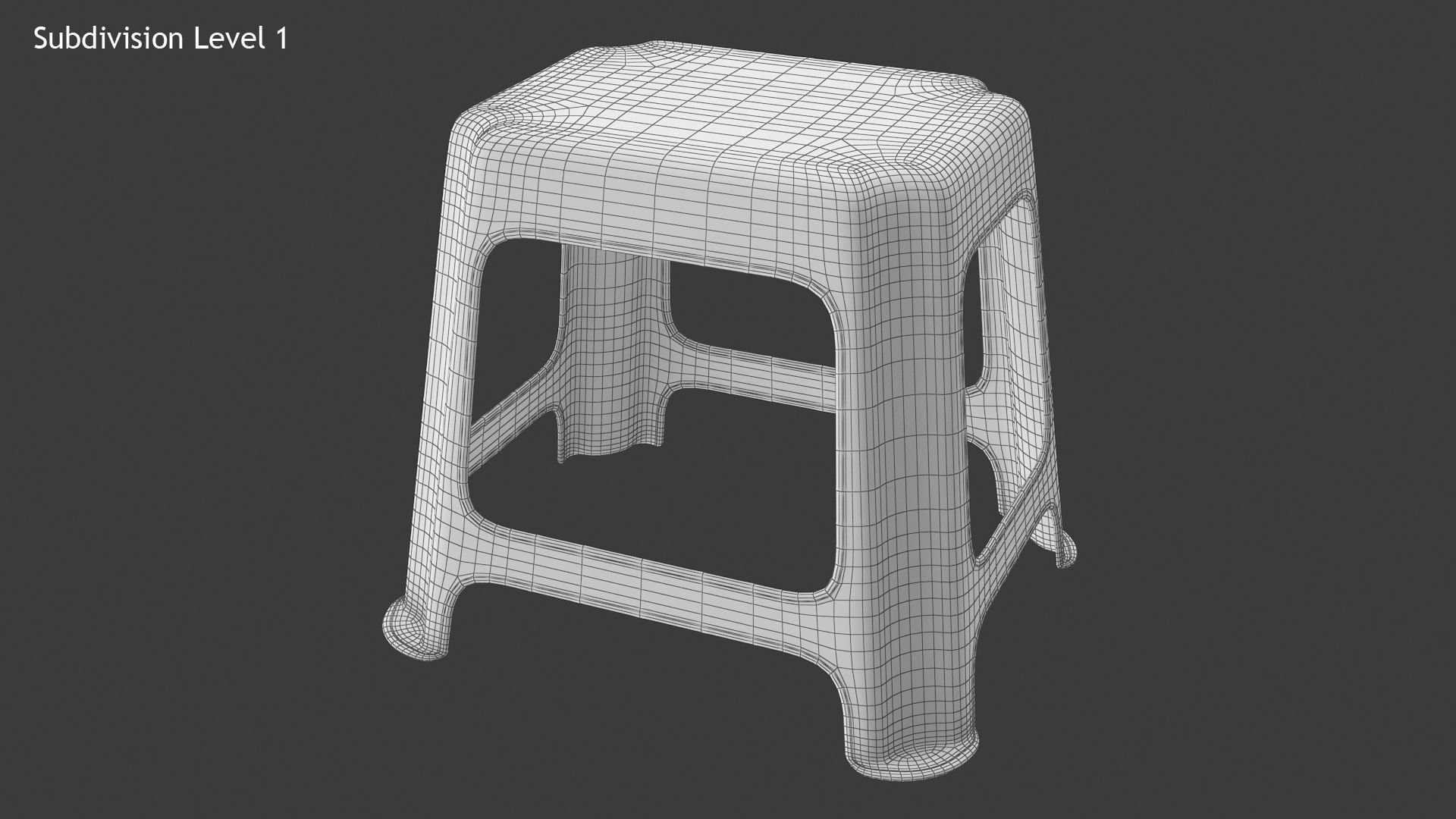 Stool plastic Low-poly 3D model_10