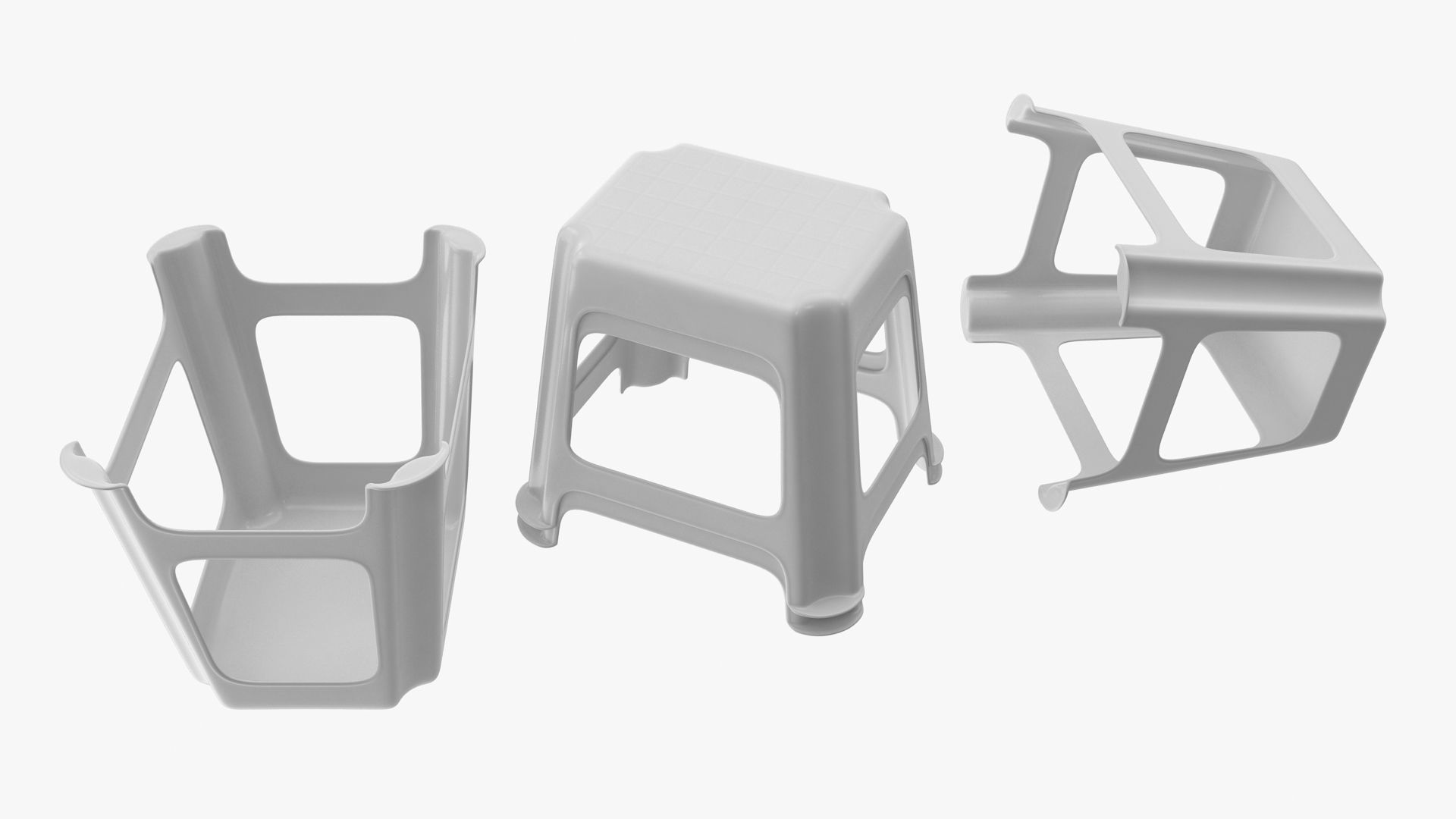 Stool plastic Low-poly 3D model_8