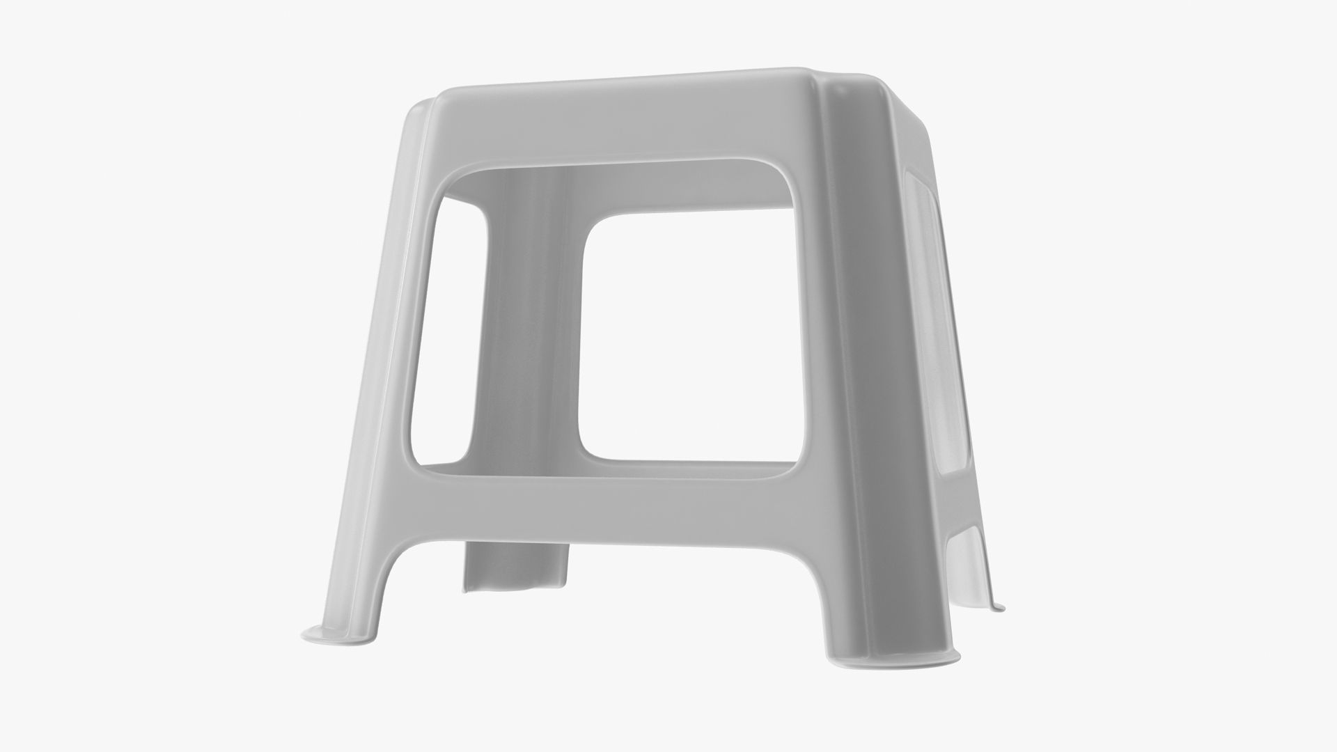 Stool plastic Low-poly 3D model_4