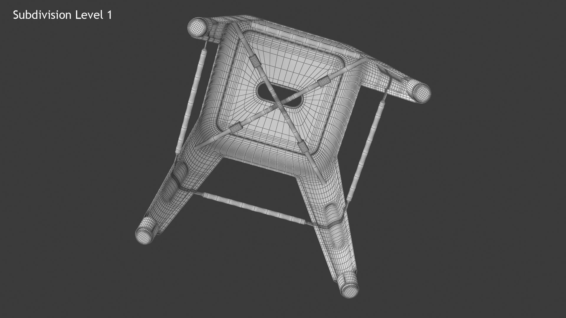 Metal Stool Low-poly 3D model_12