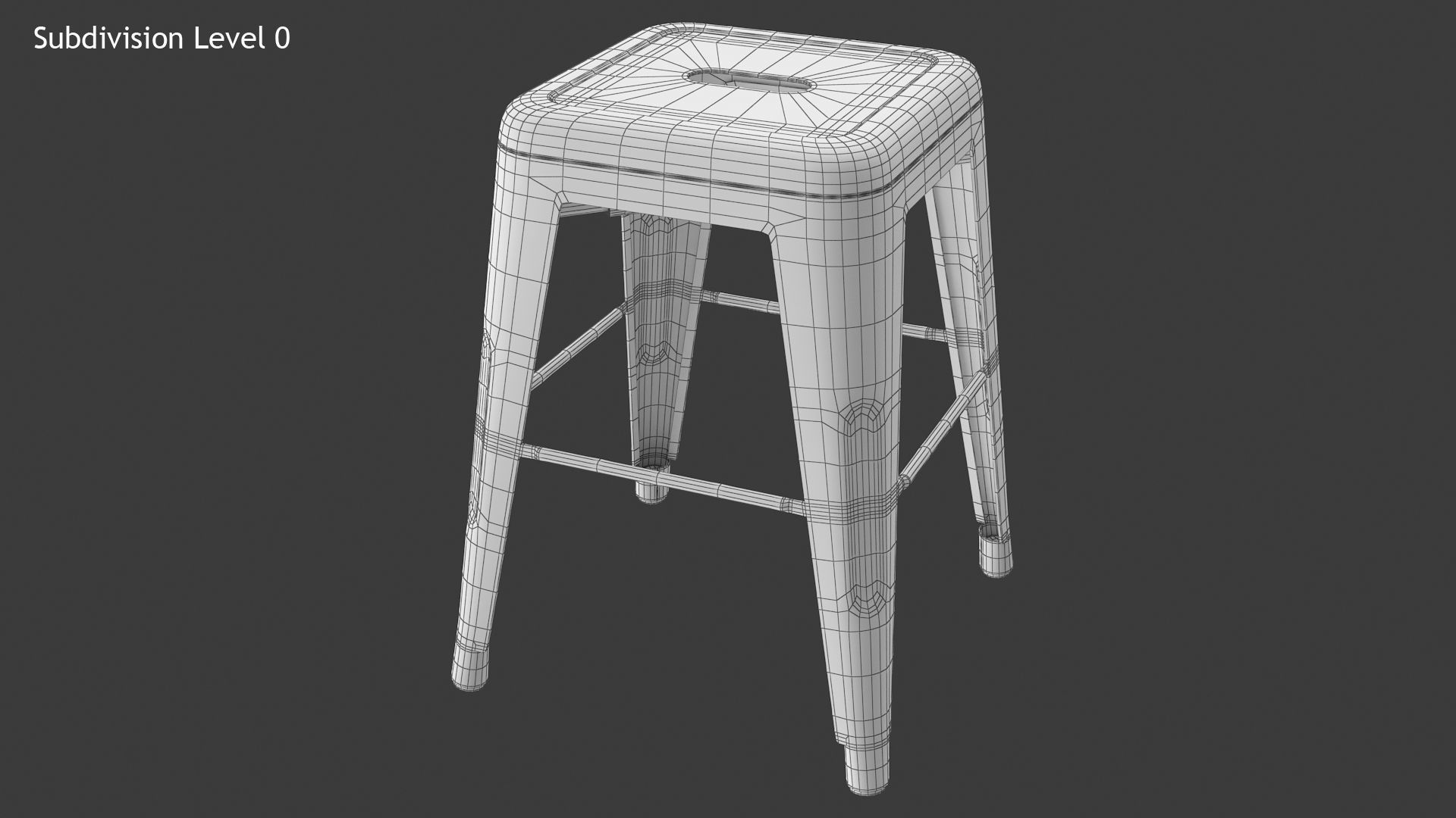 Metal Stool Low-poly 3D model_9