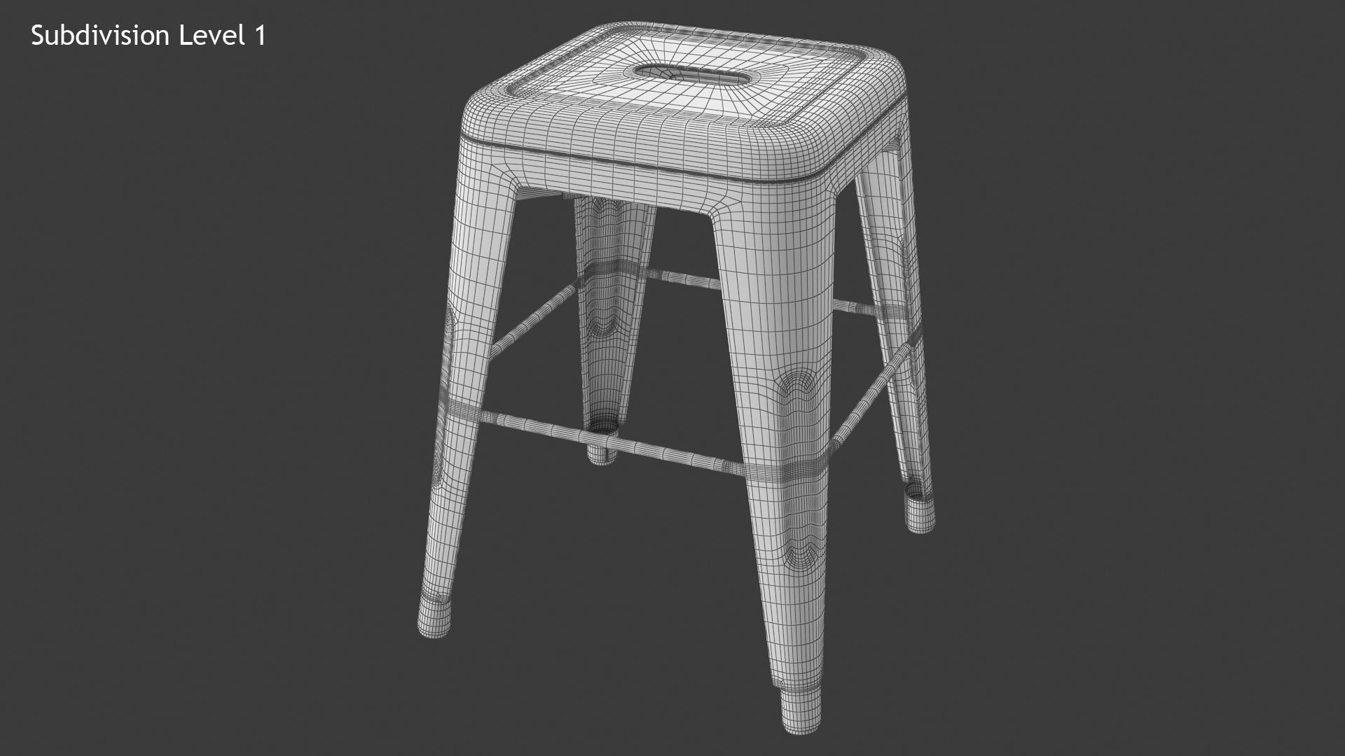 Metal Stool Low-poly 3D model_10