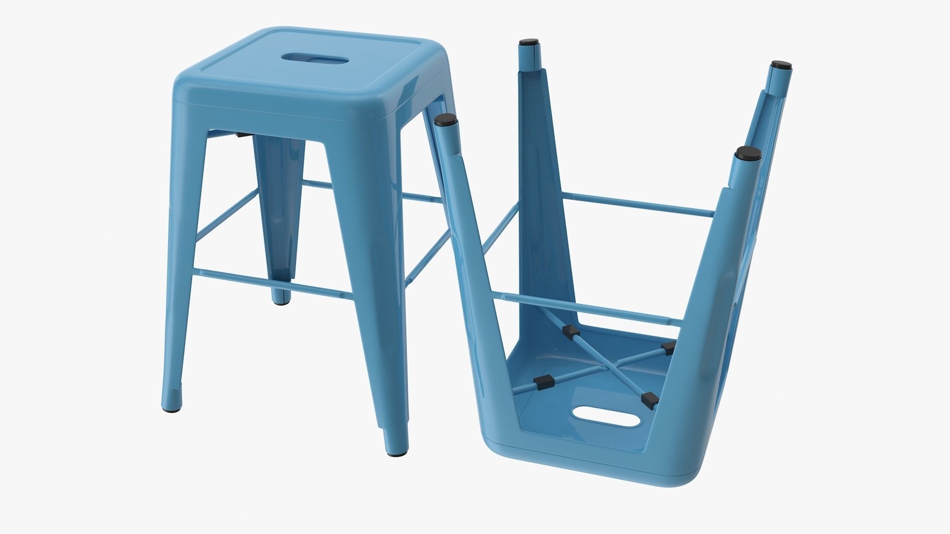 Metal Stool Low-poly 3D model_7
