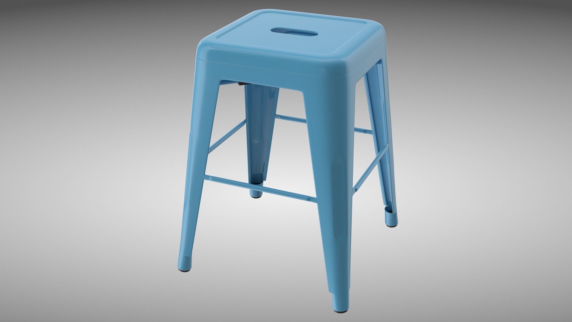Metal Stool Low-poly 3D model_2