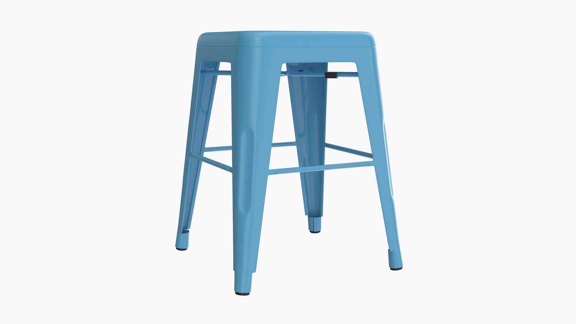 Metal Stool Low-poly 3D model_4