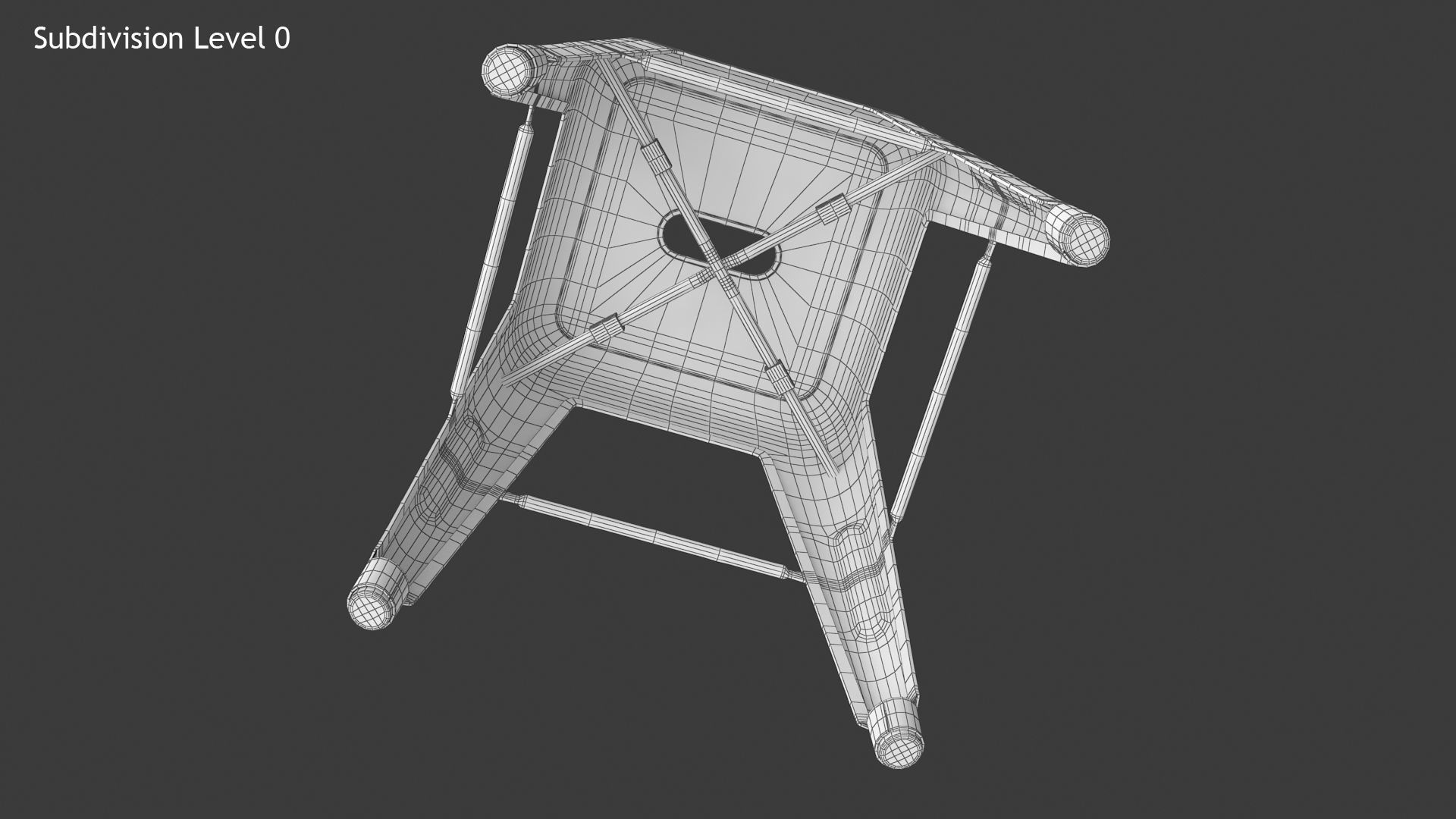 Metal Stool Low-poly 3D model_11