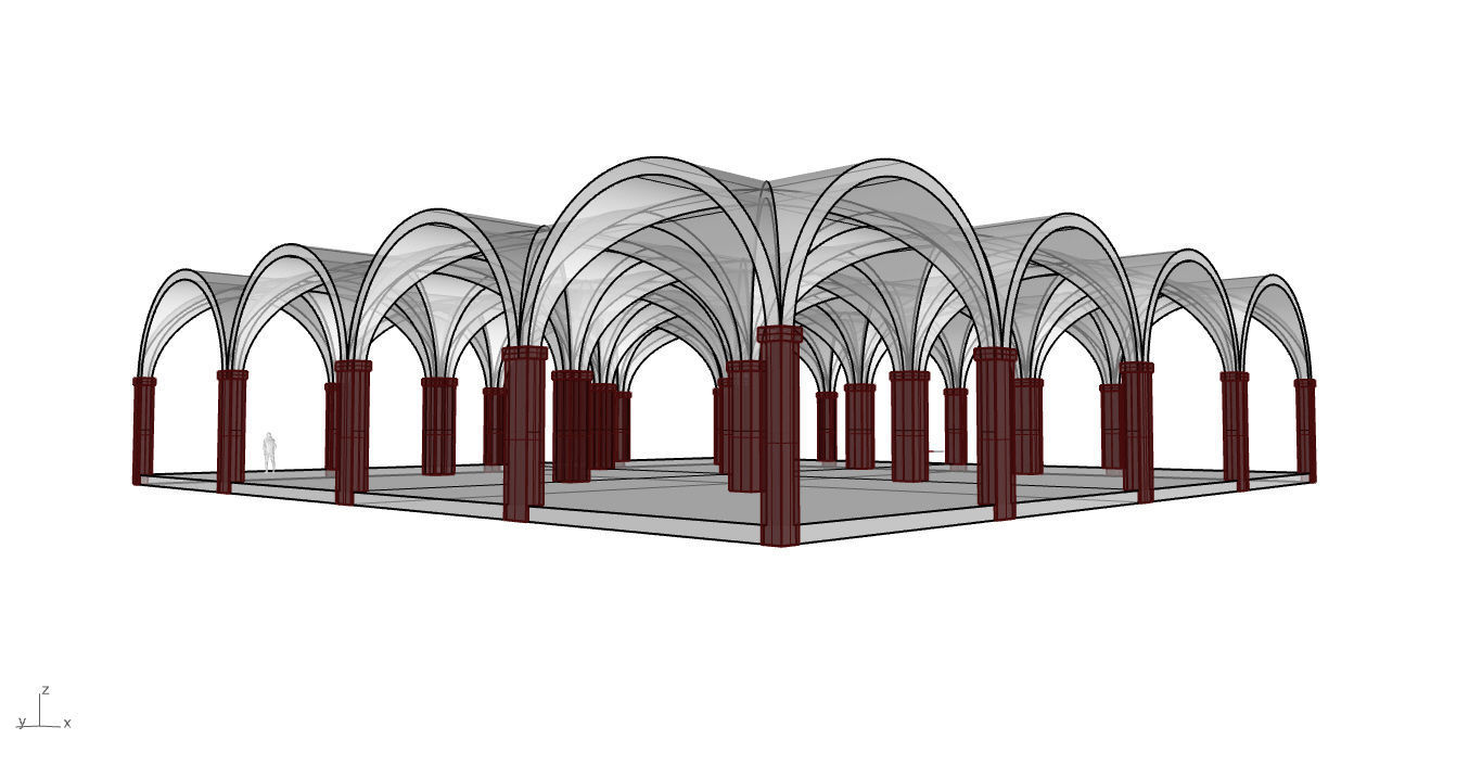 Arched Vault Structure Array Architecture Design 3D model_49