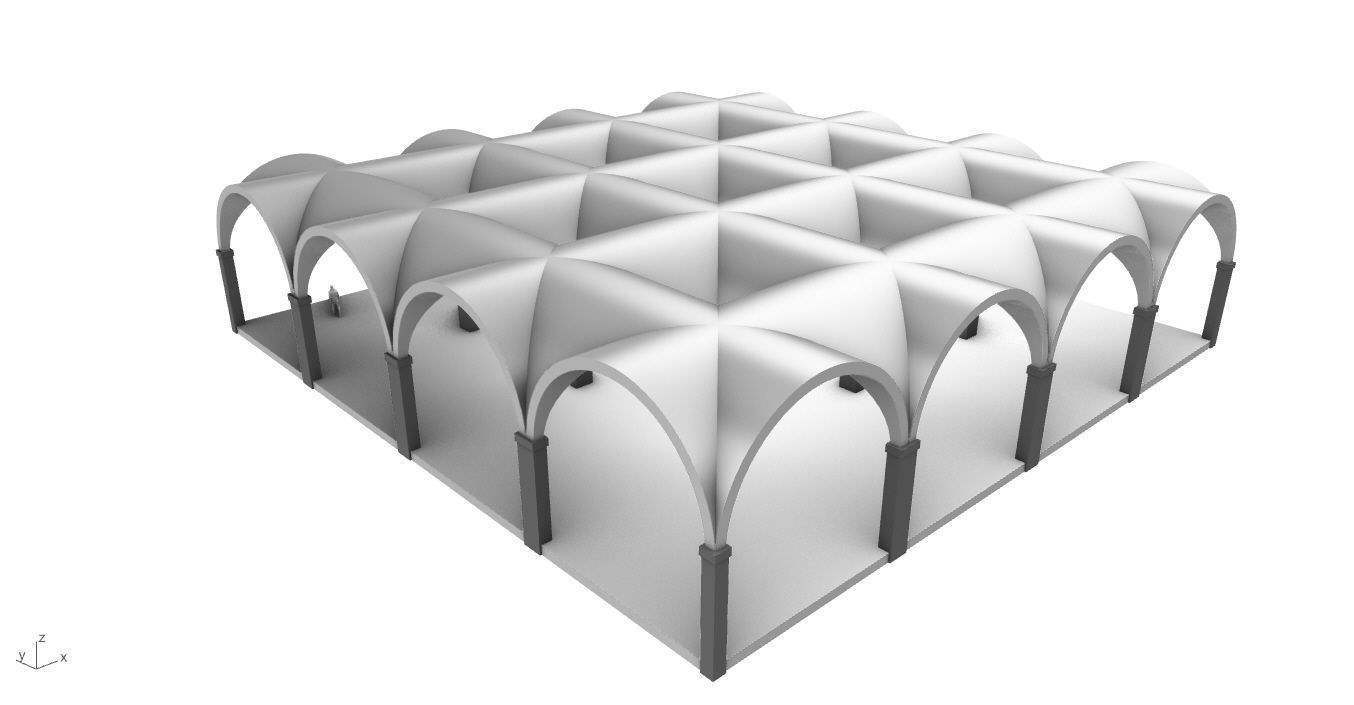 Arched Vault Structure Array Architecture Design 3D model_20