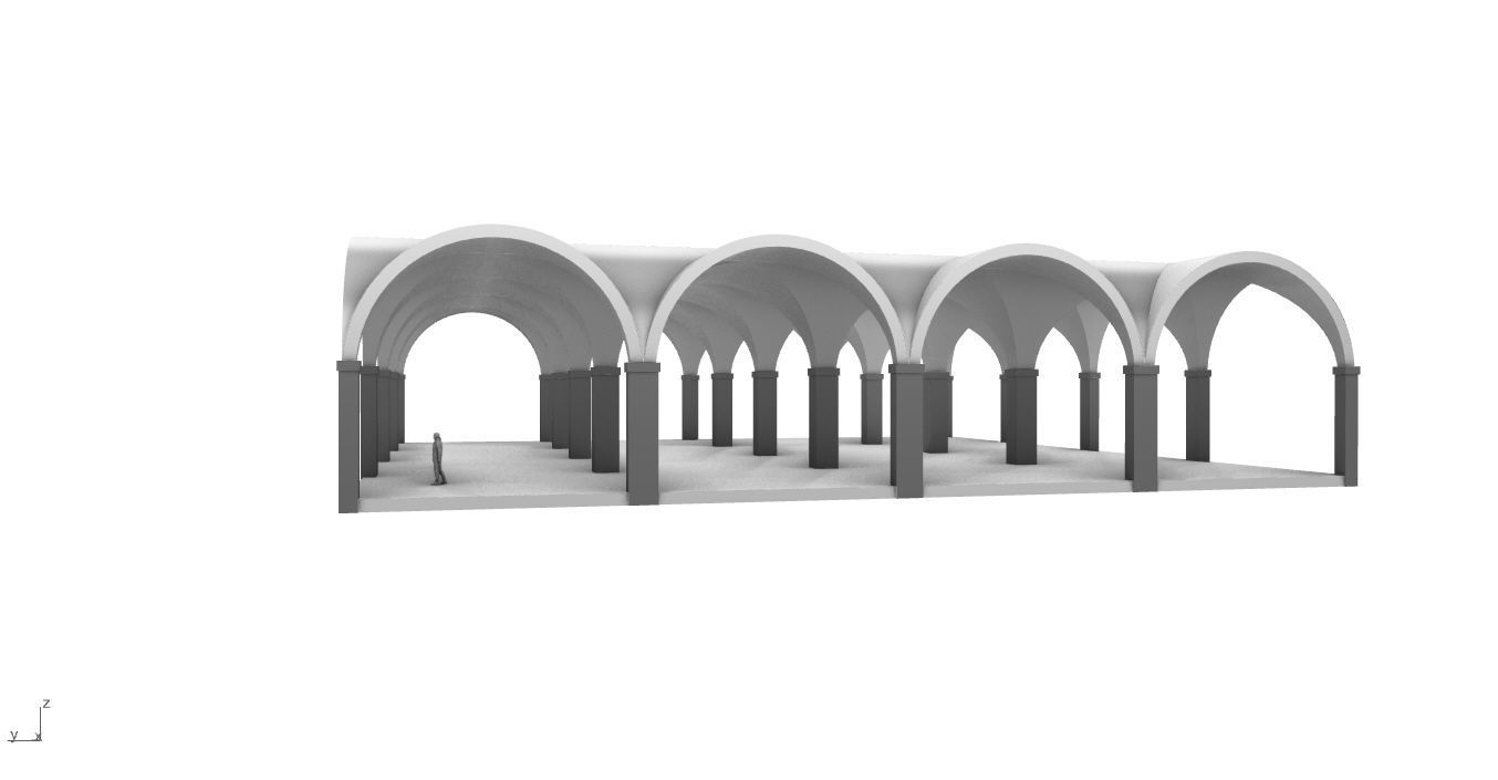 Arched Vault Structure Array Architecture Design 3D model_6