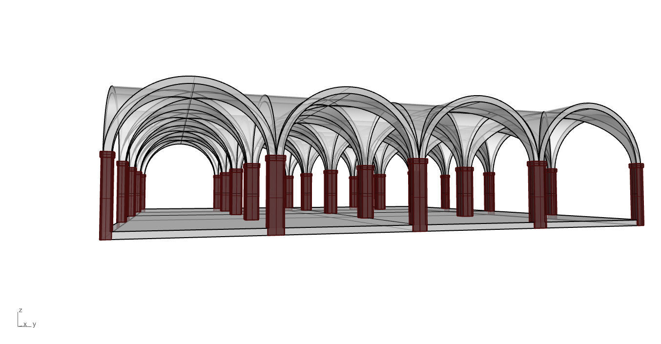 Arched Vault Structure Array Architecture Design 3D model_50