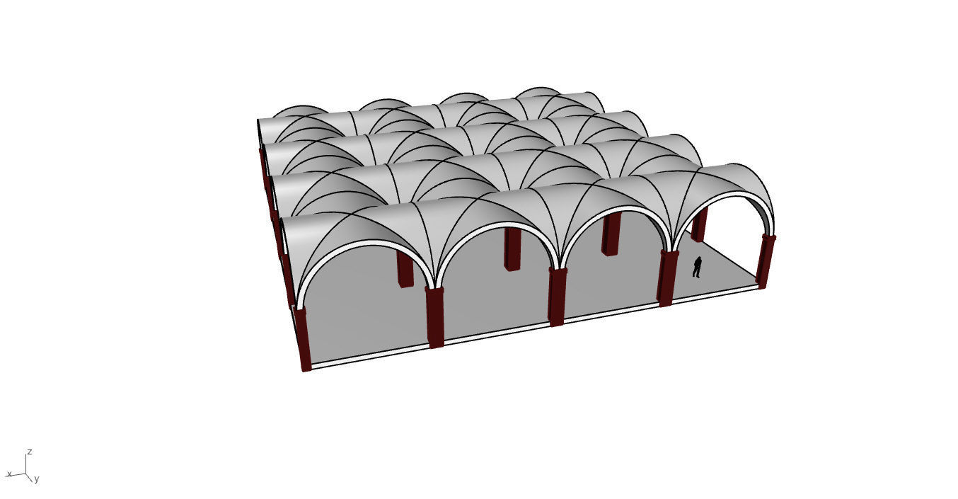 Arched Vault Structure Array Architecture Design 3D model_36
