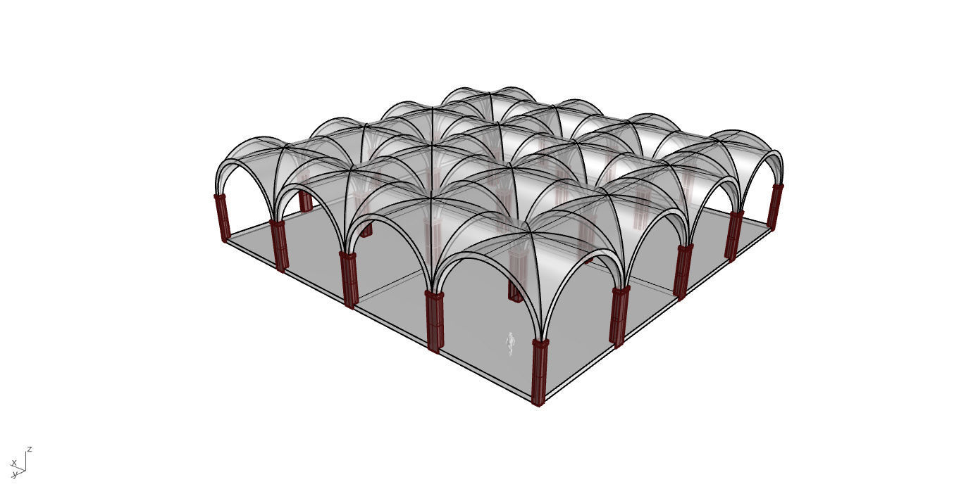 Arched Vault Structure Array Architecture Design 3D model_56