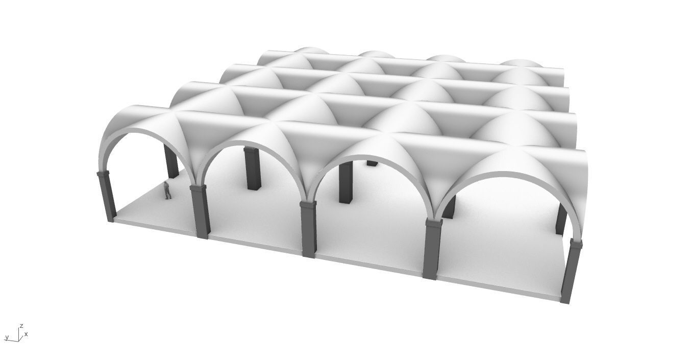 Arched Vault Structure Array Architecture Design 3D model_23