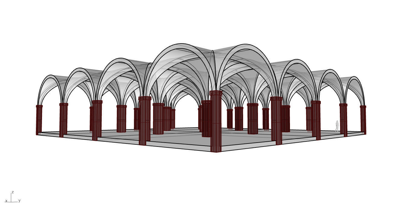 Arched Vault Structure Array Architecture Design 3D model_47