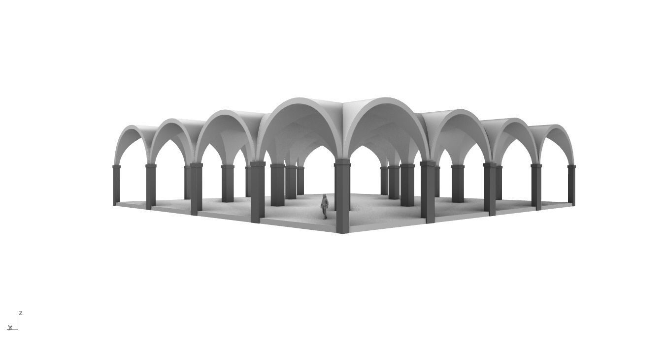 Arched Vault Structure Array Architecture Design 3D model_15