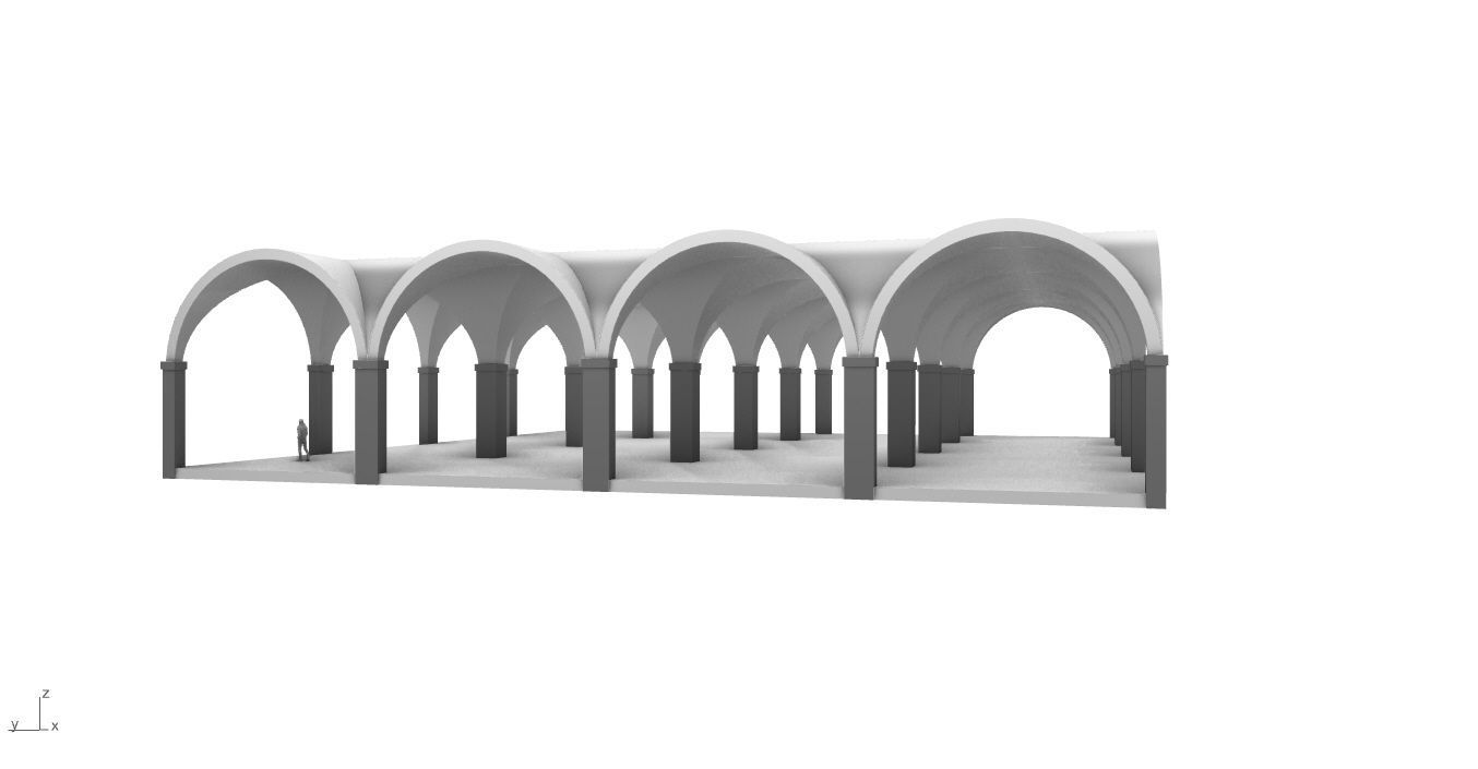 Arched Vault Structure Array Architecture Design 3D model_17