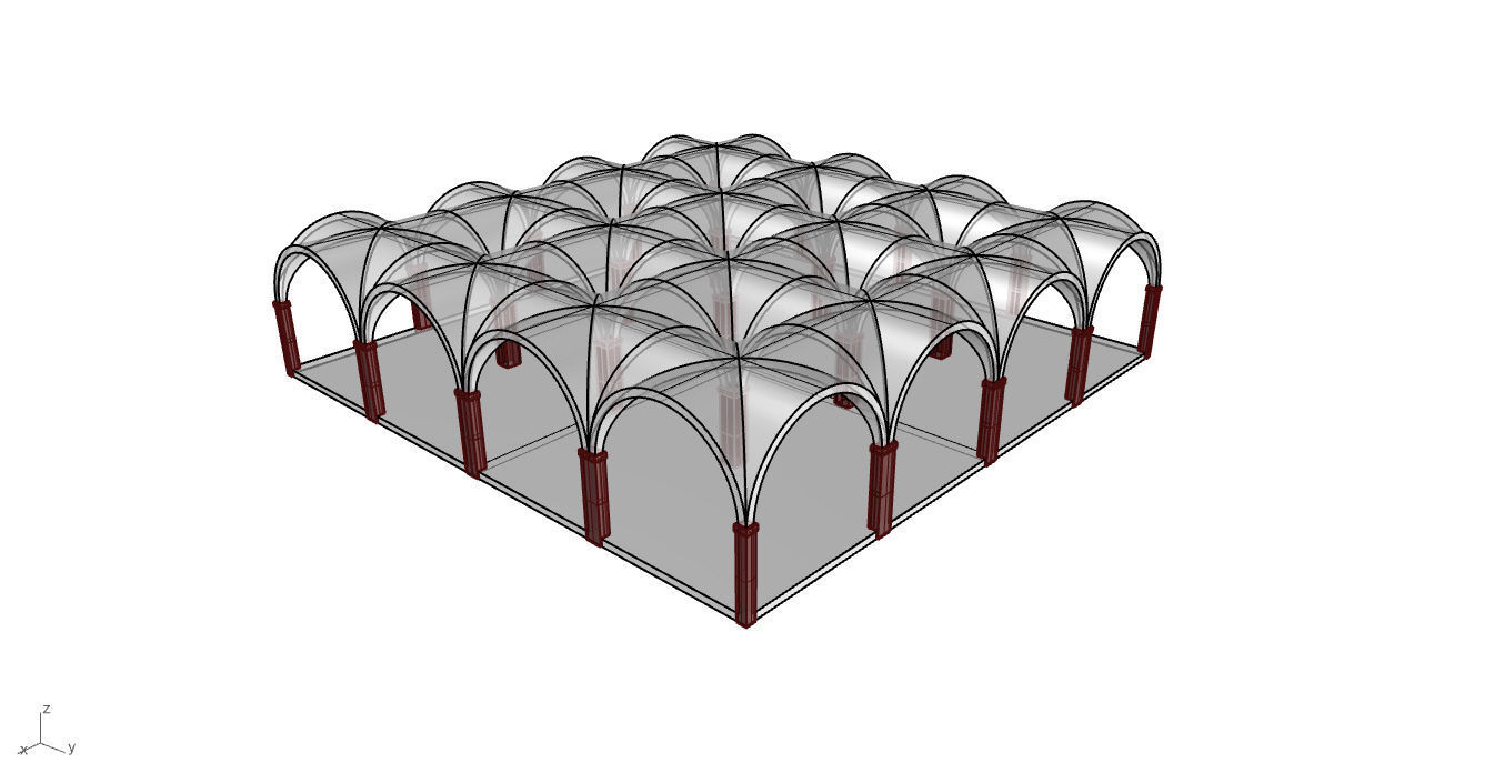 Arched Vault Structure Array Architecture Design 3D model_60
