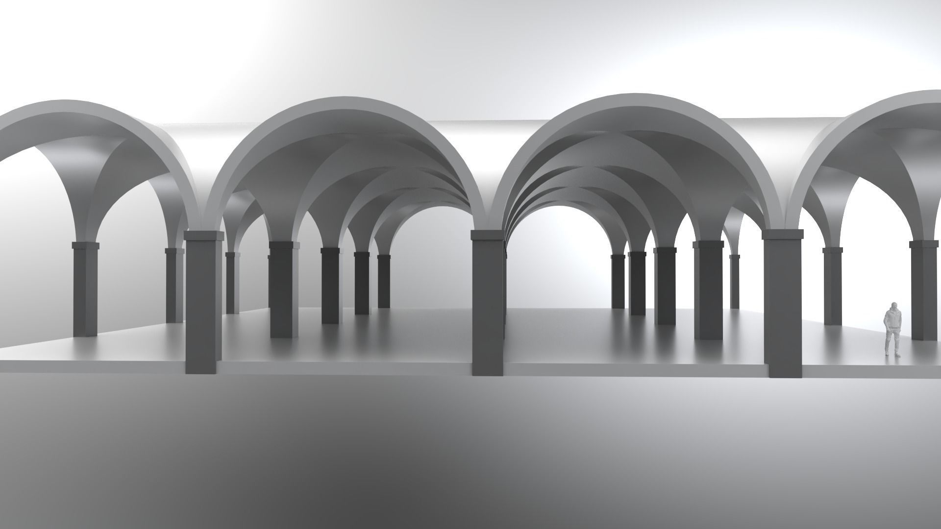 Arched Vault Structure Array Architecture Design 3D model_4