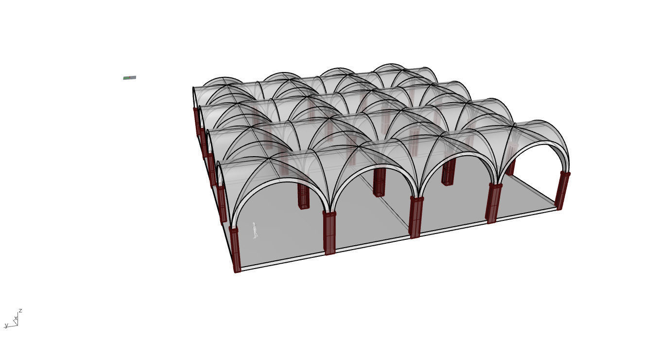 Arched Vault Structure Array Architecture Design 3D model_38