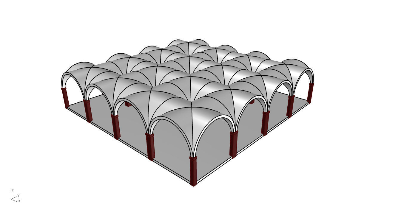 Arched Vault Structure Array Architecture Design 3D model_41