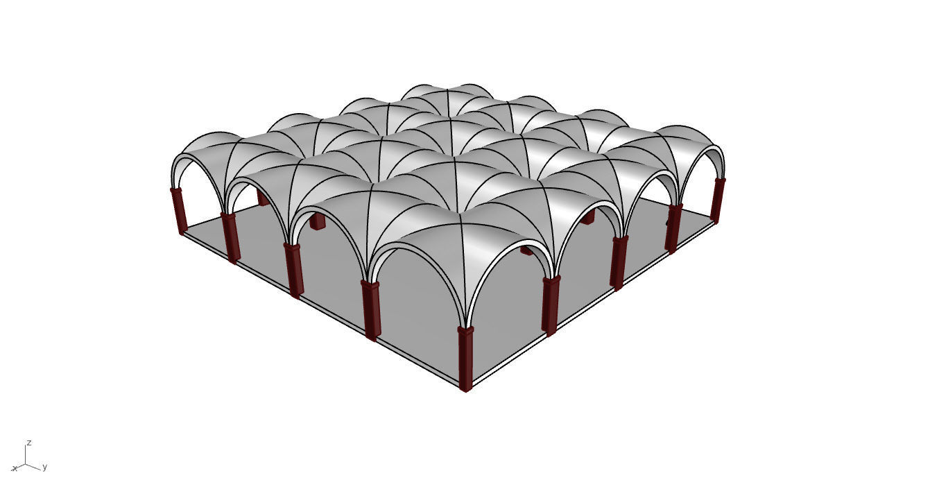 Arched Vault Structure Array Architecture Design 3D model_33