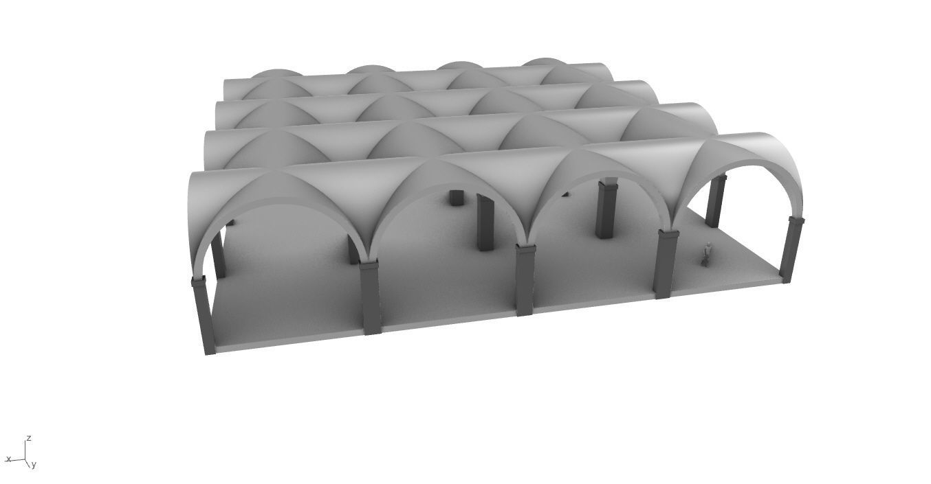 Arched Vault Structure Array Architecture Design 3D model_28