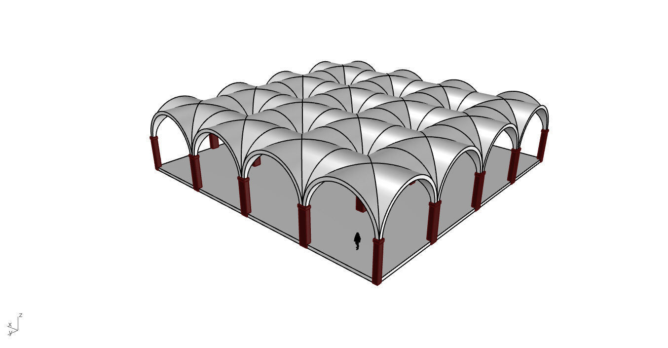 Arched Vault Structure Array Architecture Design 3D model_57