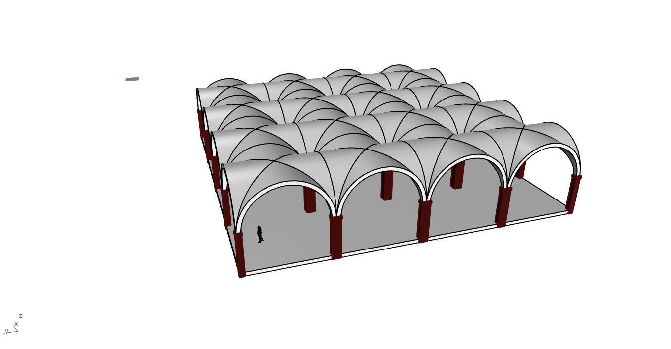 Arched Vault Structure Array Architecture Design 3D model_32