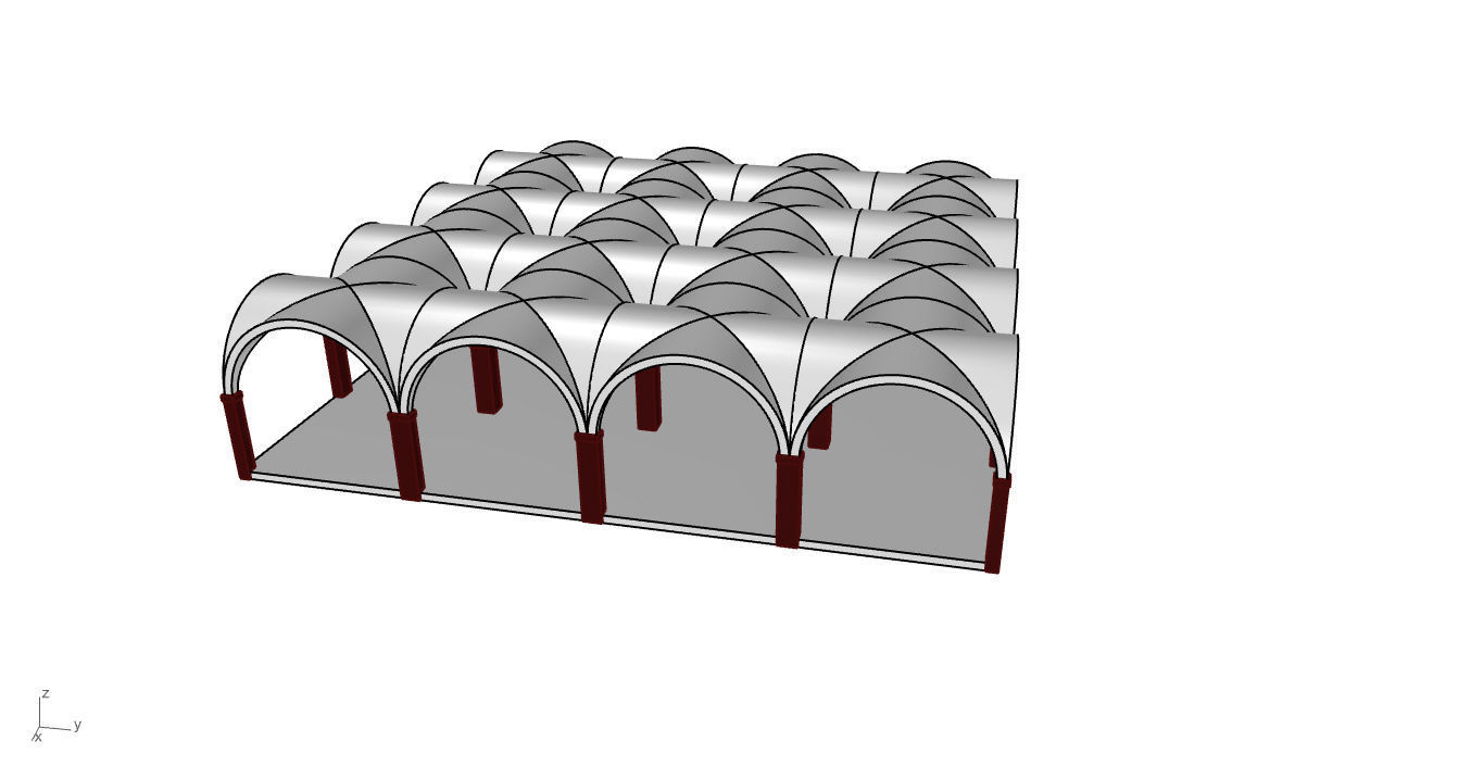 Arched Vault Structure Array Architecture Design 3D model_35