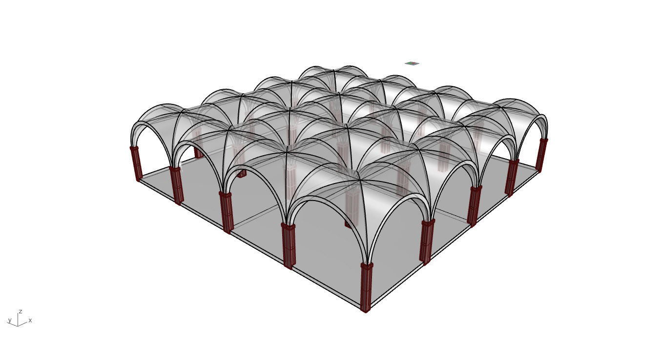 Arched Vault Structure Array Architecture Design 3D model_44