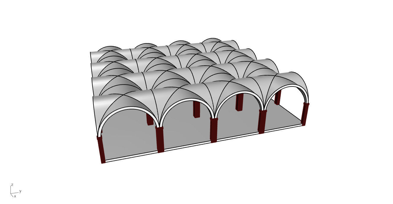 Arched Vault Structure Array Architecture Design 3D model_34