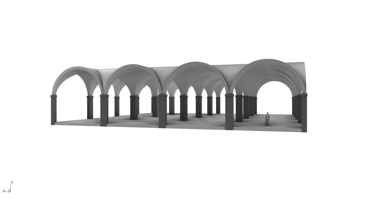 Arched Vault Structure Array Architecture Design 3D model_16