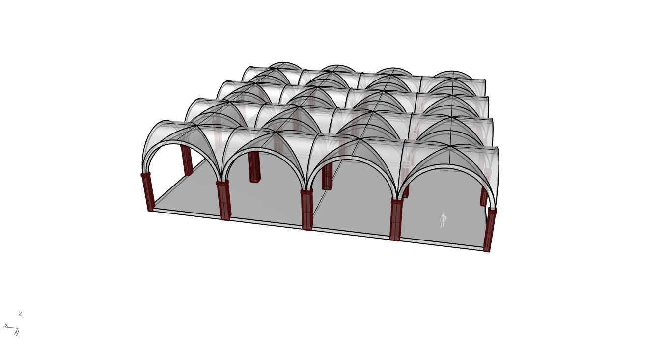 Arched Vault Structure Array Architecture Design 3D model_45