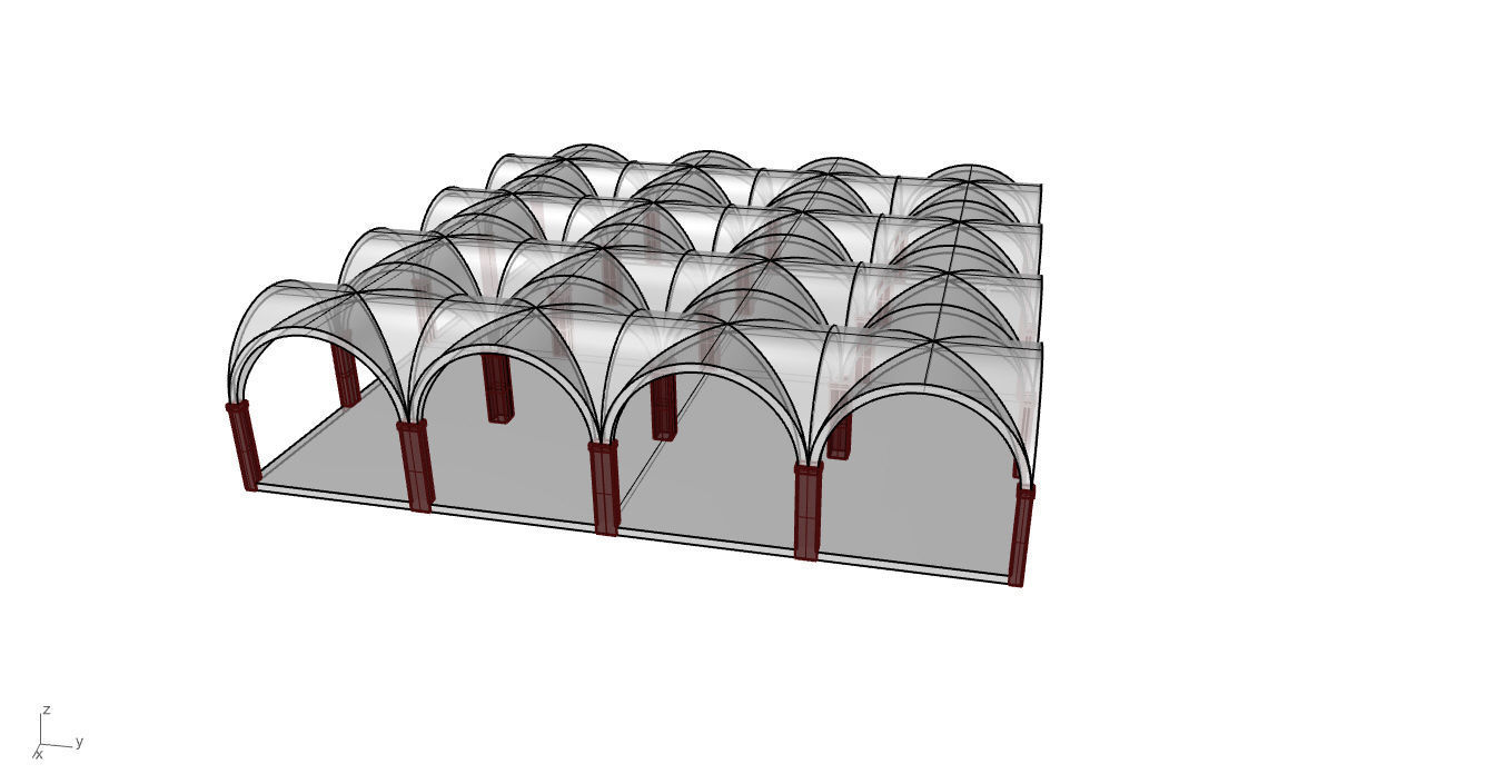 Arched Vault Structure Array Architecture Design 3D model_54
